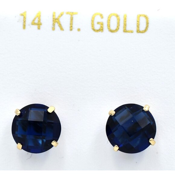 Created 4.90 Cts Blue Sapphire Stud Earrings 14k Gold